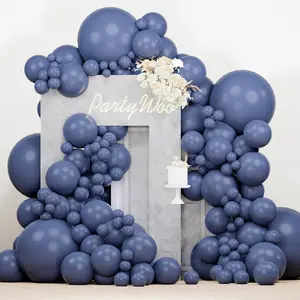 PartyWoo Dusty Blue Balloons 140pcs Different Sizes Pack of 18 12 10 5 Inch Navy Slate Blue Boho Neutral Balloon Arch Kit for Baby Shower Anniversary Graduation Birthday Party Decorations Blue-F15