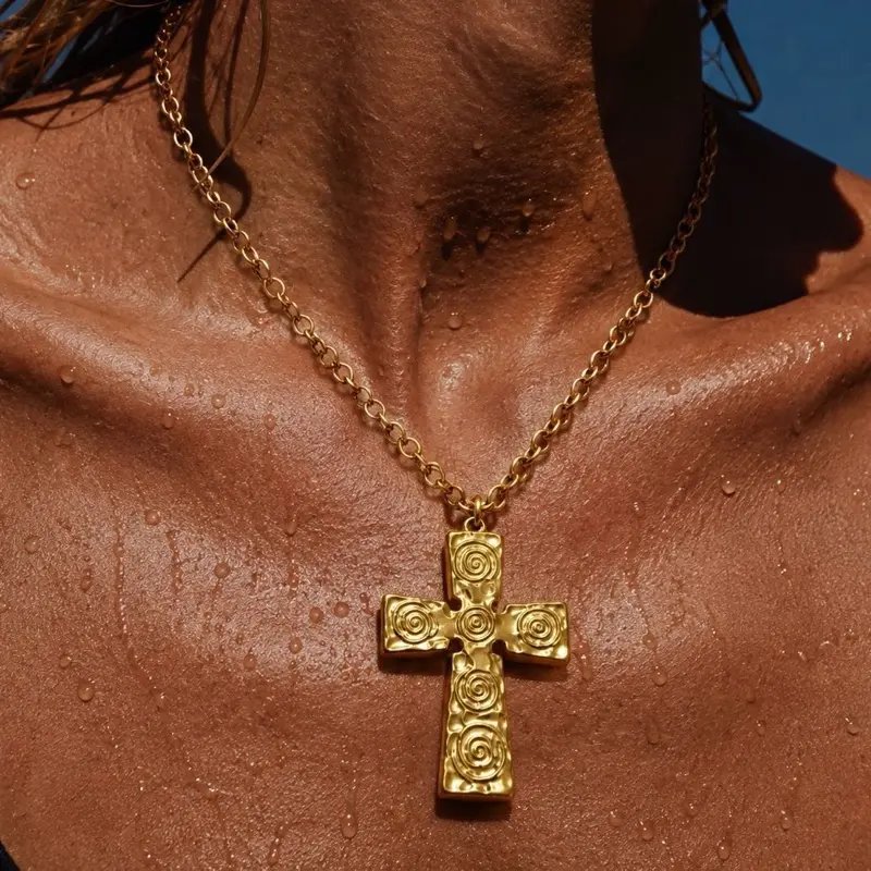 ROMA NECKLACE   - GOLDIE BABY - everyday gold waterproof cross necklace