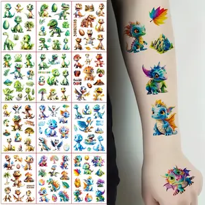 Glitter Temporary Tattoo Stickers, 12 Dinosaur Designs, Waterproof Colorful Realistic Tattoos, Birthday Party Gifts, 145 Cute Varieties