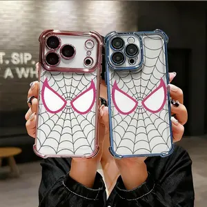 Radiating spider-web texture Phone Case for iPhone 17 AIR 17 PRO 16 PRO 15  PRO MAX  14 PLUS 13 PRO 12 11 series (silicone softshell) airbag anti-drop and shockproofmobile phone protective case, Accessories
