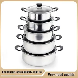Stainless steel pot set, strong and durable, diverse combinations, large and small stacked to save space, anti-scalding pot handle, visible glass, suitable for multi-stove, convenient to use in the kitchen, suitable for making multiple meals Cookware