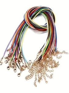 50pcs Multicolor Necklace Chains with Clasps, 1.5mm Wax Rope for Pendants, 18 Inch Adjustable Jewelry Making Supplies for DIY Bracelets, Chain Design