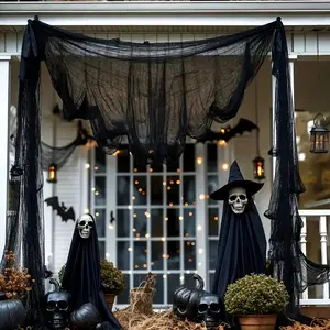 Gothic Style Halloween Decoration, Spider Web Design Mesh, Transparent Fabric, Ideal Party Prop, Porch Staircase Decor