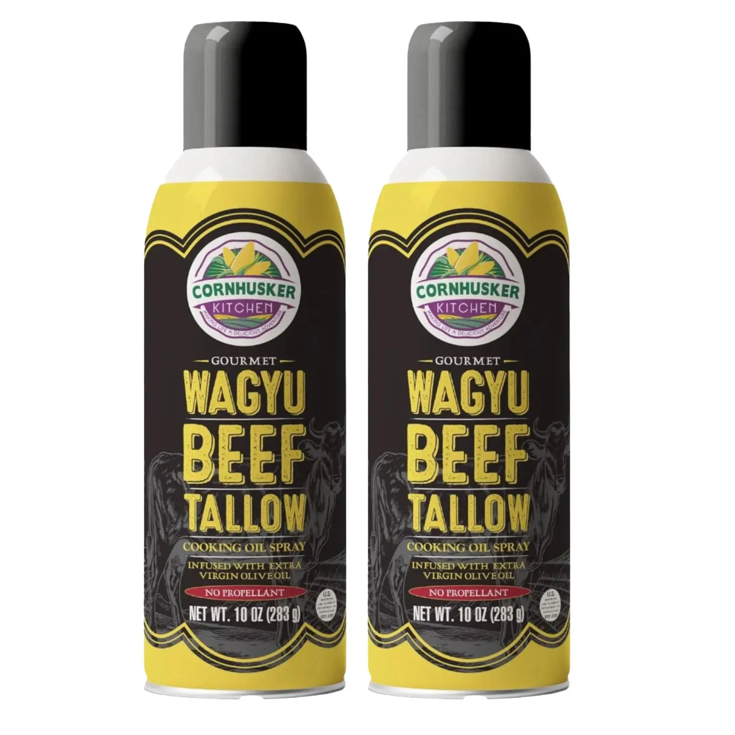 Wagyu Beef Tallow Cooking Oil Spray | Pack of 2 | 10 oz | Cornhusker Kitchen