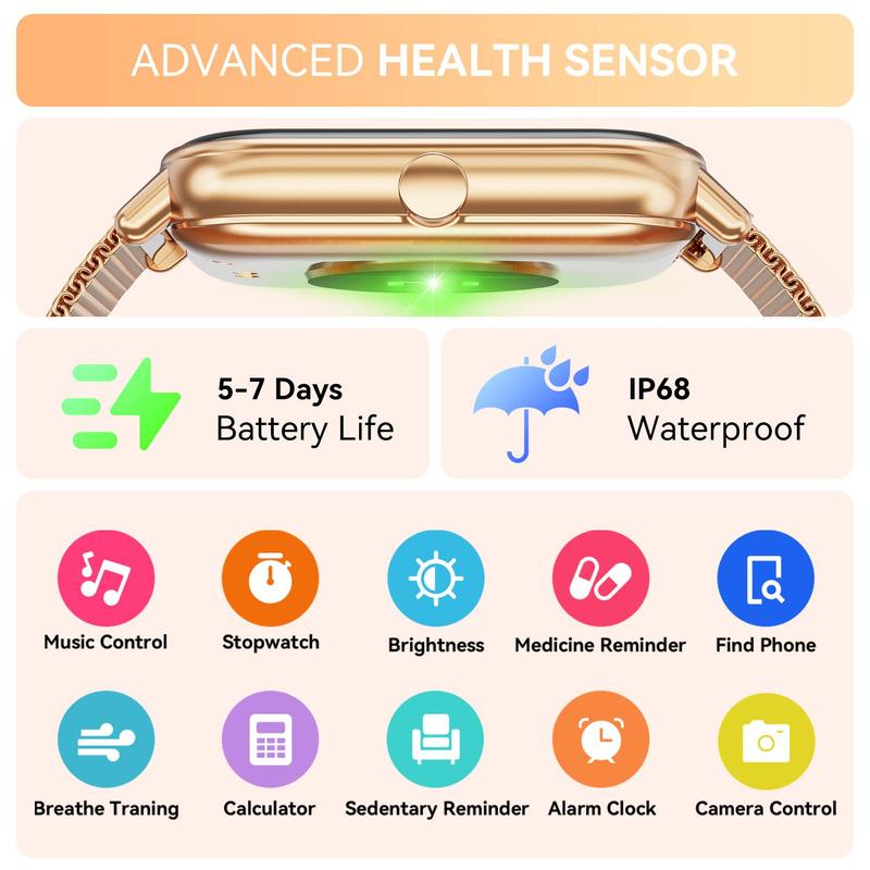 Smartwatch for Men and Women, Bluetooth Calling, 1.85” Display, Fitness Tracker, IP67 Water Resistant, Compatible with Android and iOS, Multifunctional Wristwatch