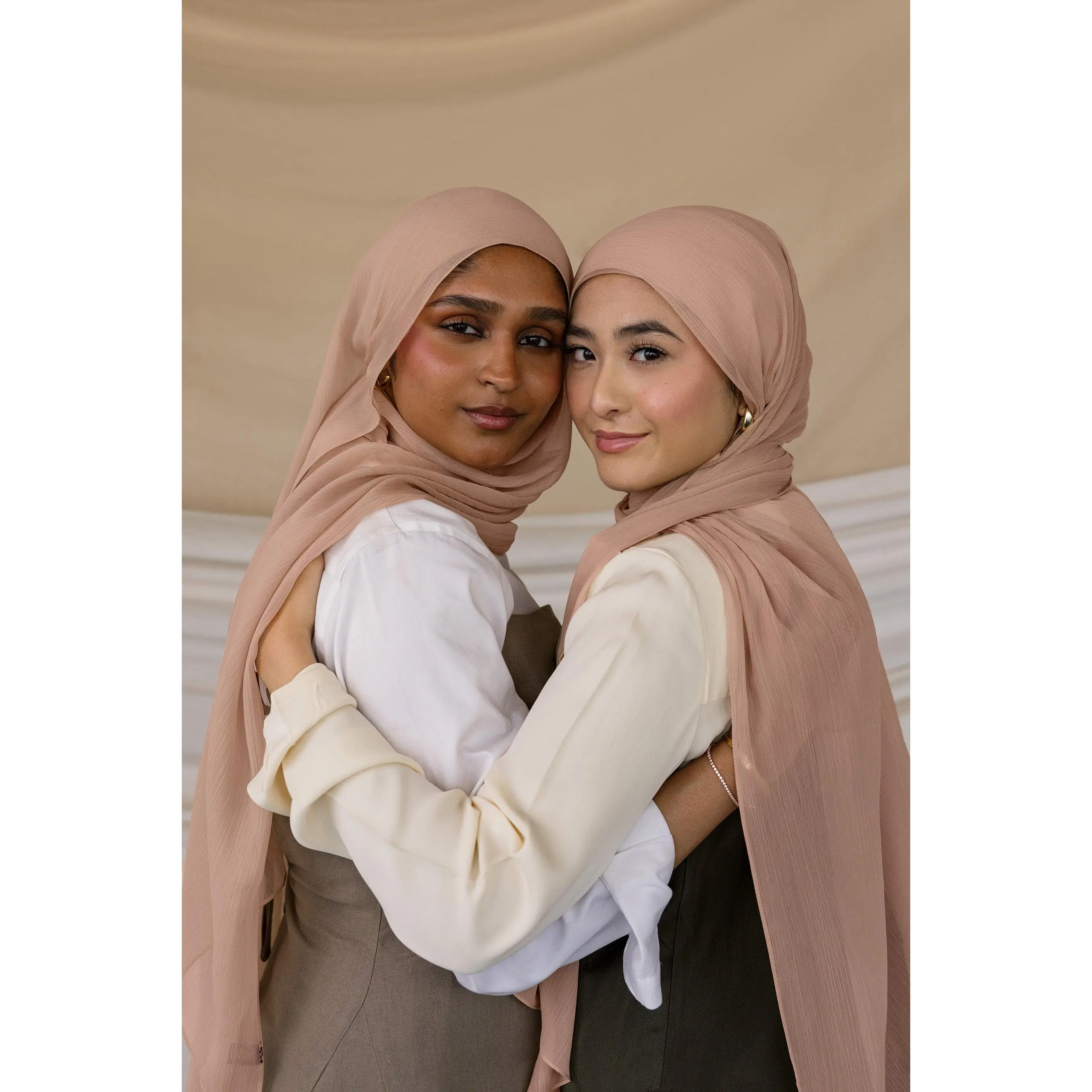 VELA Honey Amber Hijab, Square Crinkle Chiffon Scarf - Incredibly Soft and No-Slip for a Versatile, Polished Look