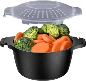 Microwave Cookware Steamer, 1 Quart Microwave Steamer for Vegetables, Microwave Cooker with Vent Lid- , Freezer Safe