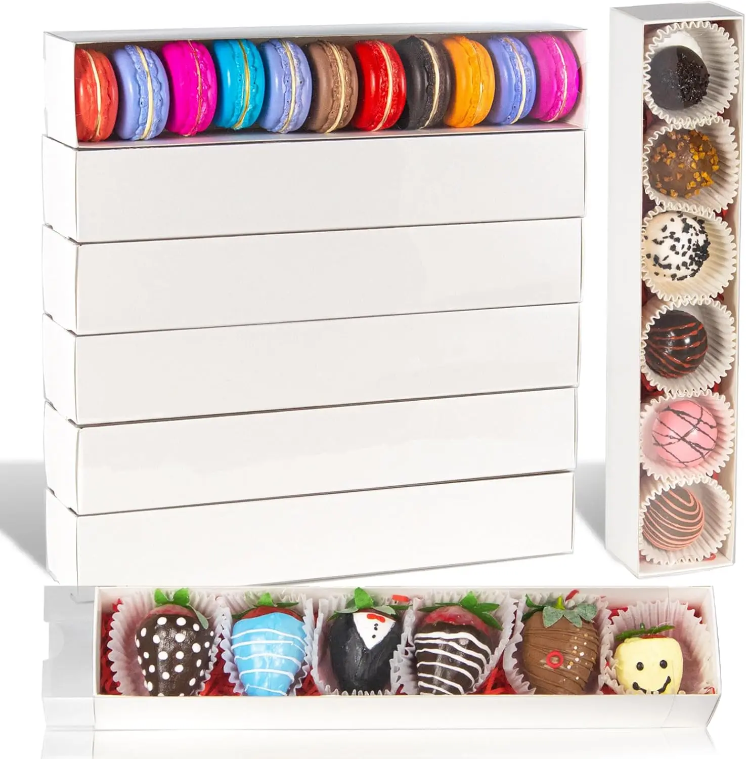 10Pack Chocolate Covered Strawberry Boxes for 6, Party Favorite Boxes for Macaron, Truffle,Cocoa Bombs,Cookies,Chocolate Covered Oreos,Mini Cupcakes,Cake Balls & More