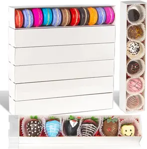 10Pack Chocolate Covered Strawberry Boxes for 6, Party Favorite Boxes for Macaron, Truffle,Cocoa Bombs,Cookies,Chocolate Covered Oreos,Mini Cupcakes,Cake Balls & More