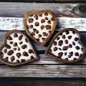 Leopard Print Heart Dough Bowl Candle