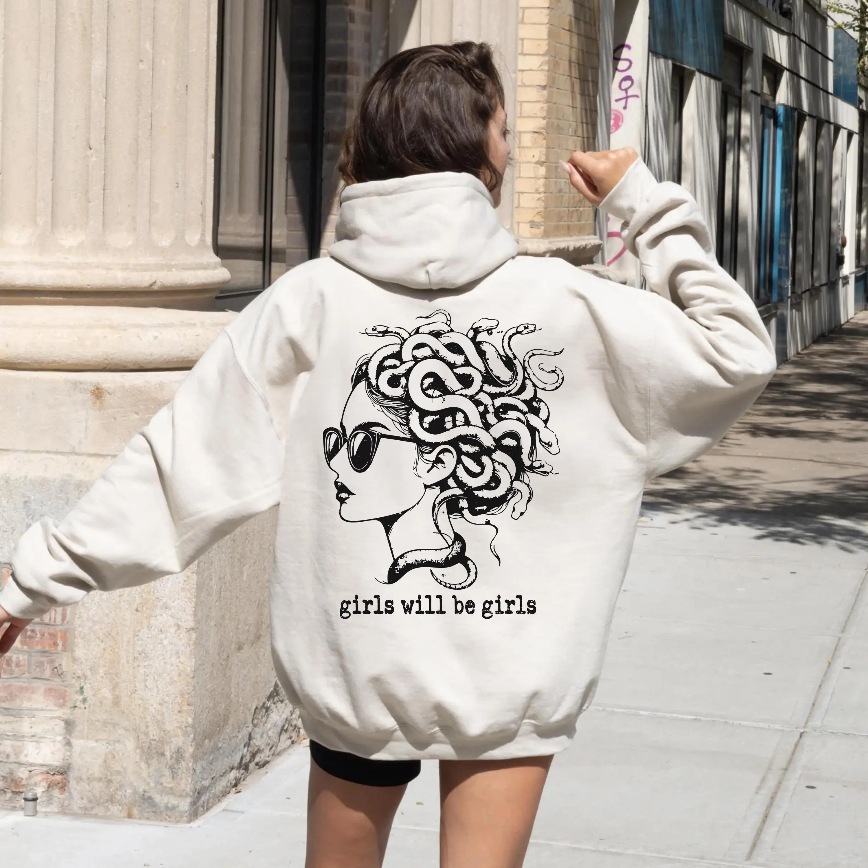 Girls Will Be Girls Sweatshirt medusa Hoodie feminist Shirt women's Empowerment Tee Feminism Hoodie snakes Head Witch Giftmythology Tees270