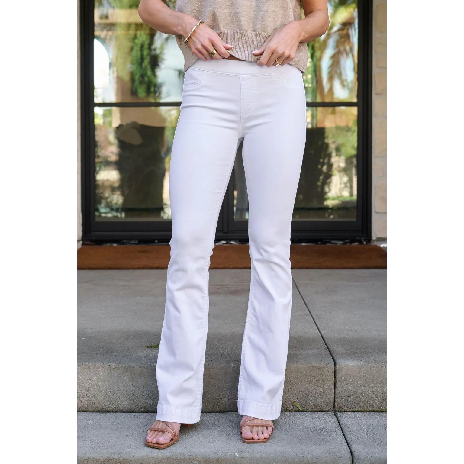 White Mid Rise Flare Pull-On Jeggings - FINAL SALE