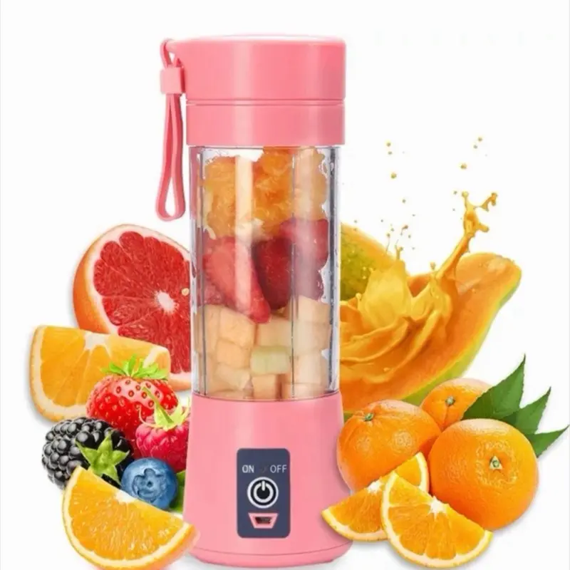 Portable Fruit Blender - Pink Color, Compact Design, Ideal for Making Fresh Juices and Smoothies, Easy to Use and Clean, Perfect for On-the-Go Snacks