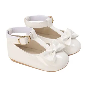 Newborn Anti-slip Shoes, Baby Girls Hollow-out Solid Color First Walking Shoes with Bow