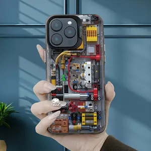 Creative Circuit Board Design IMD Dual-Layer Protective Phone Case for iPhone 16/15/14/13/12 Plus/Pro/Max - Perfect Gift for Friends, Family, Boyfriend & Girlfriend ~ Black IMD Material - Stylish Unisex Style (150GZ)