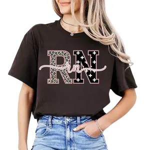 Pink Leopard RN Nurse T-Shirt, Nurse Shirt, Nurse Gifts, Nursing Hoodie, CNA ER Nurse Sweater, Nursing School Tee, Nursing Appreciation Gift For Her