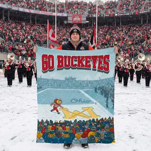 Ohio State Cozy Fleece & Sherpa Blankets Soft Lightweight Breathable 30x40 50x60 60x80 inch Ideal for Everyday Comfort and Warmth