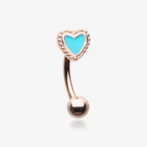 Rose Gold Adorable Heart Curved Barbell