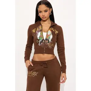 Ed Hardy Tiger Peak Zip Up Hoodie - Brown 0