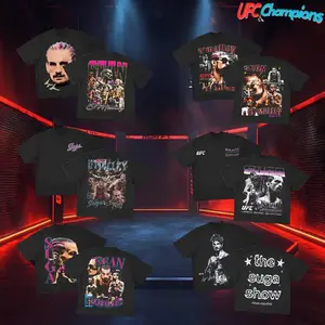 Sean O’Malley “Suga Show” T-Shirt for Summer, Vintage UFC Fighter Tee, Neon Collage MMA Graphic Shirt, Colorful Combat Sports Streetwear, Cotton Oversized Tee, Unisex MMA Training Apparel, Gift for Men & Women