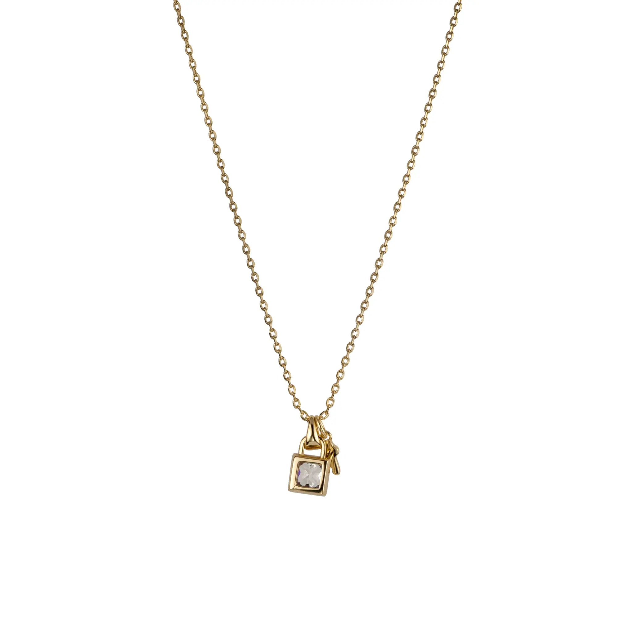 Lock & Key Charm Necklace - 14K Gold-Plated