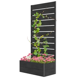 Metal Trellis Planter for Climbing Plants, 28.25"x15"x59" Black Raised Garden Bed, Tall Vertical Space-Saving Planter Box for Outdoor Patio, Deck, Ideal for Cucumbers, Vines, Flowers