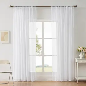 2pcs Wind Pure Transparent Sheer Curtains Window Curtain, Living Room Bedroom Soft Atmosphere Curtain, Balcony Half-Transparent Decorative Curtain, Window Decorations Supplies
