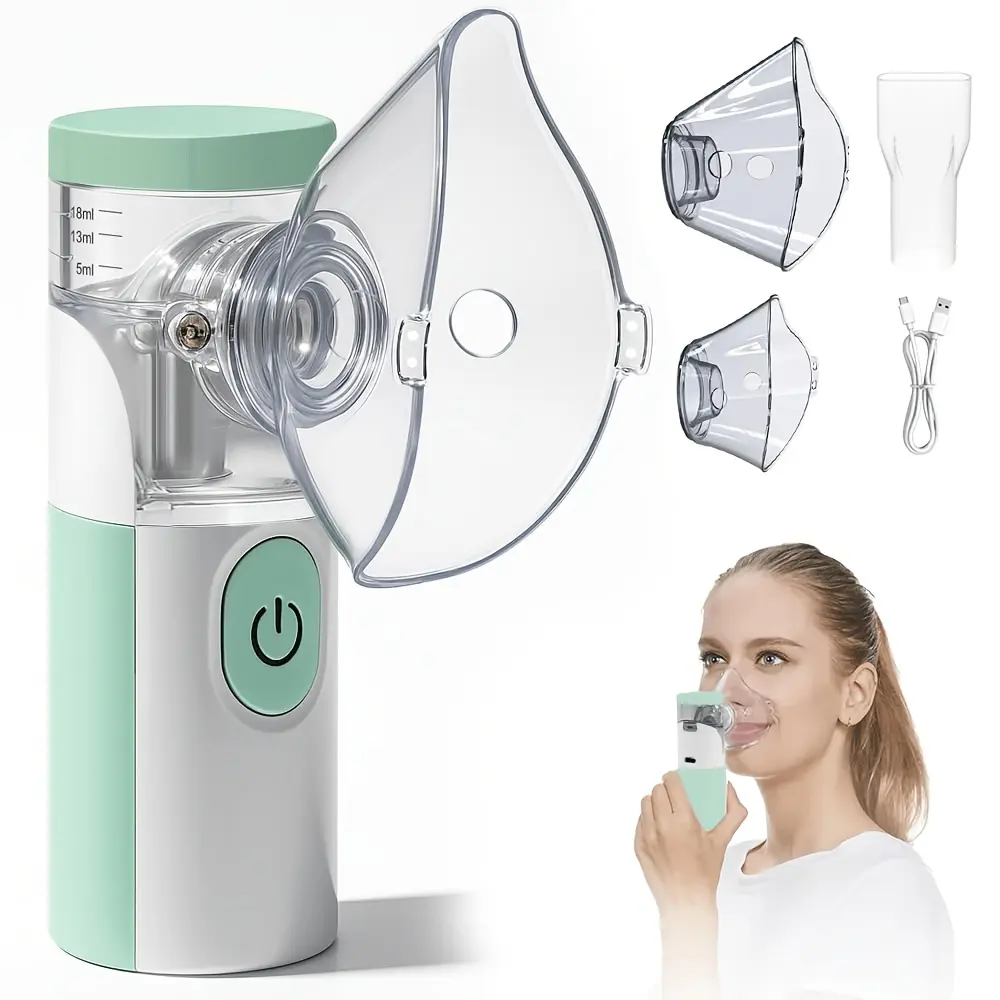 Portable Nebulizer, Quiet High-Efficiency Atomization, Rechargeable Comes with 2 Masks And 1 Mouthpiece, Ideal for Home/Work/Travel, Gift for Family Use