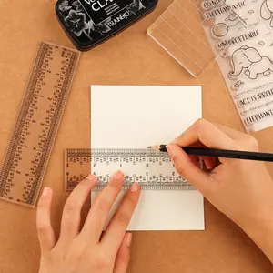 Zero-Centering 6 inch Clear Acrylic Multifunctional Ruler For Crafting Card Making School Supplies Easy Measurement Hand Tool