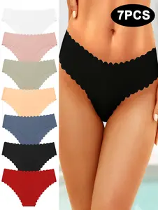 HICLOTH 7pcs-Women's Cotton Bikini Underwear – Soft, Seamless, Breathable Panties for Daily Wear Comfy Lingerie Basic Minimalist Ribbed