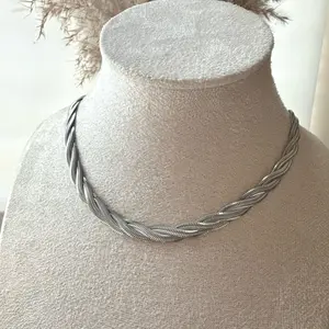 Chunky Silver Braid Necklace