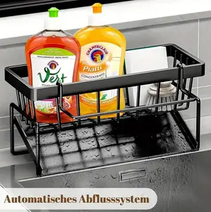 Stainless Steel Kitchen Sink Caddy With Drainage, 304 Stainless Steel Kitchen Sink, Sink Caddy With Drainage For Dishwashing Brush, Sponge, Soap And Scrubbing Accessories, Kitchen Accessories, Kitchen Organizers And Storage