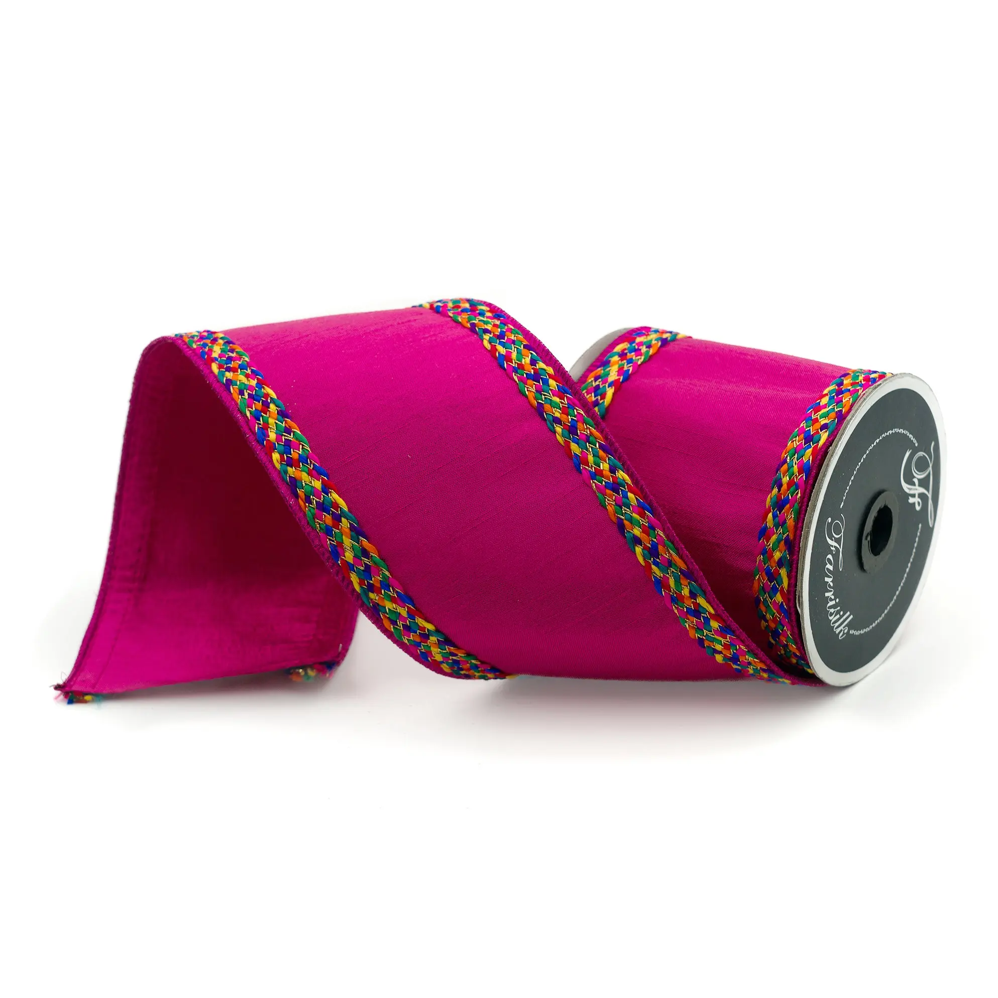 Hot Pink Braided Mosaic Ribbon, 4" X 10YD