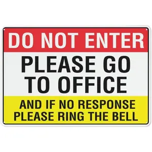 Do Not Enter Please Go To Office Sign Safe Sign, Signs Outdoor, 12 X 8 In, Sign For Home, Business, Driveway Alert
