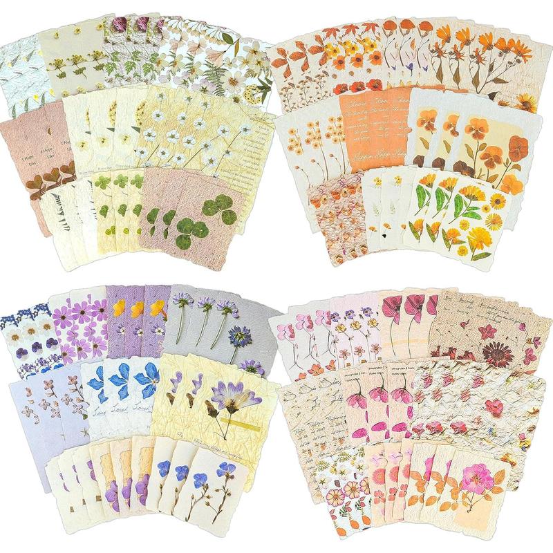 120 Pcs Scrapbook Paper  4 Floral Embossed TexturedRice Craft Paper Assorted Special Cards paper Mix for Scrapbooking Junk Journal Journaling Supplies Planner Bullet Collage