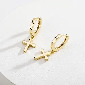 Cross Hoop Earring for Women and Men 14K Gold Plated Earrings for Girls Fashion Jewelry Accessories