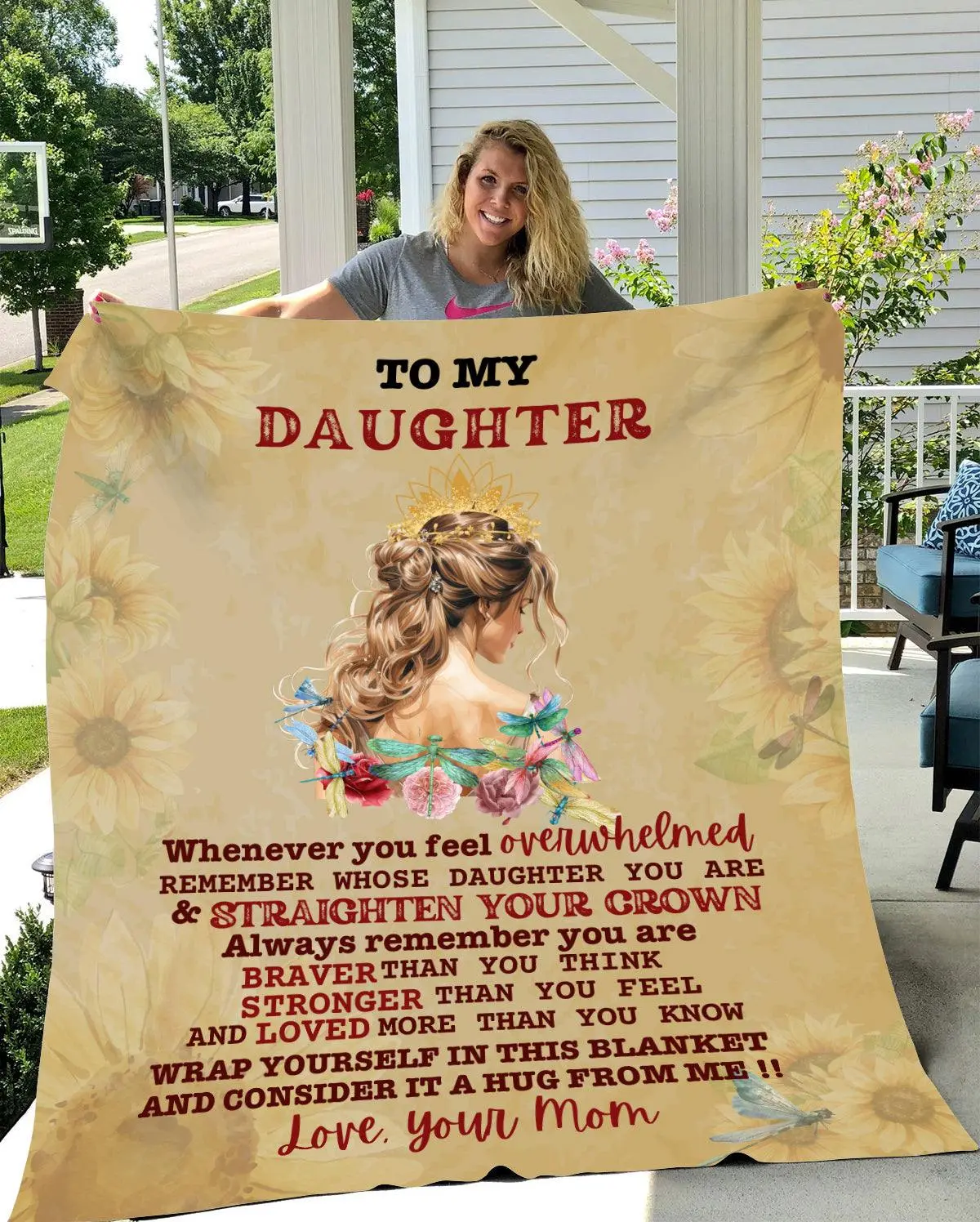 Daughter's Dragonfly Delight Cozy Plush Fleece Blanket To My Daughter Blanket