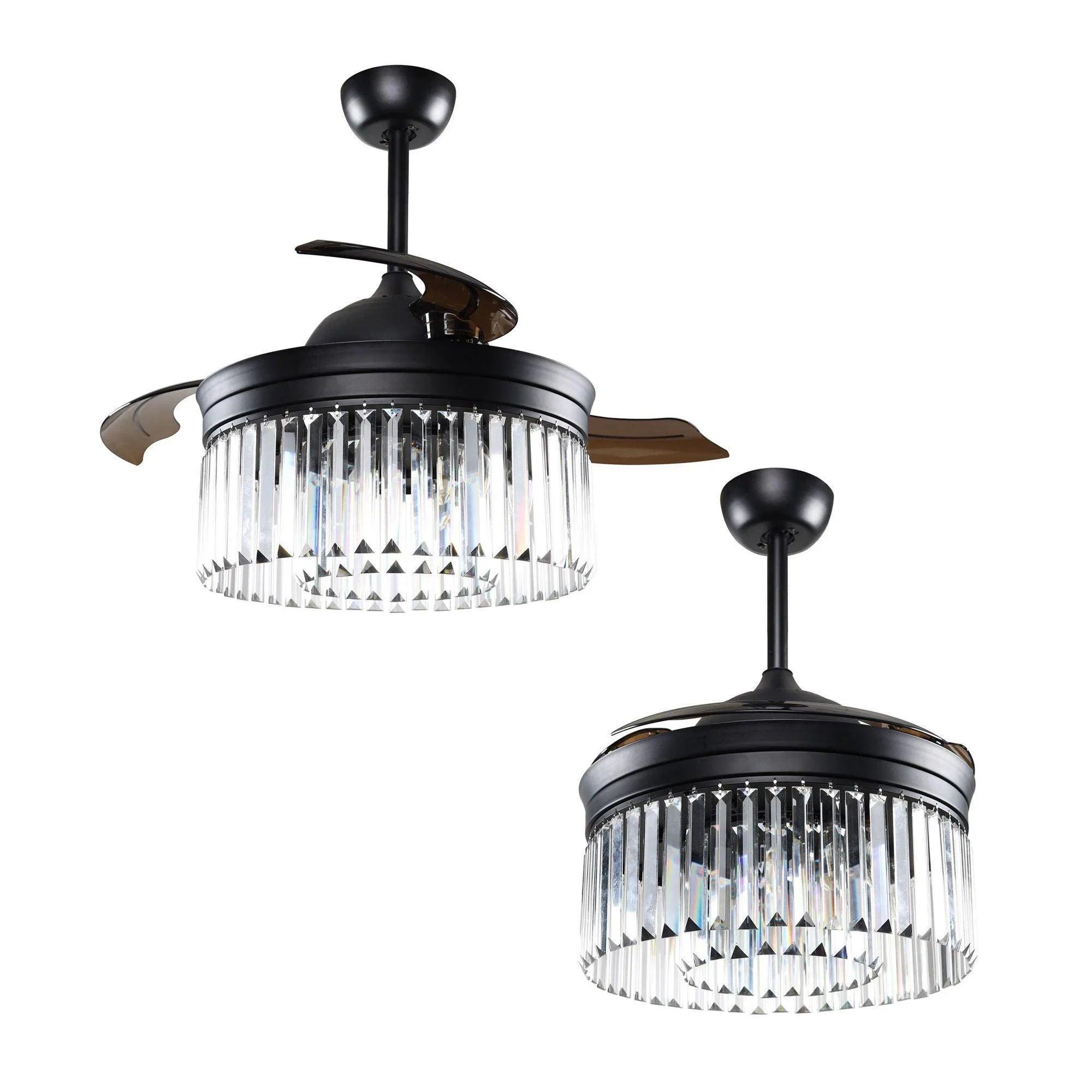 42" Modern Crystal Ceiling Fan with Light & Remote Control 42" Modern Crystal Ceiling Fan with Light & Remote Control