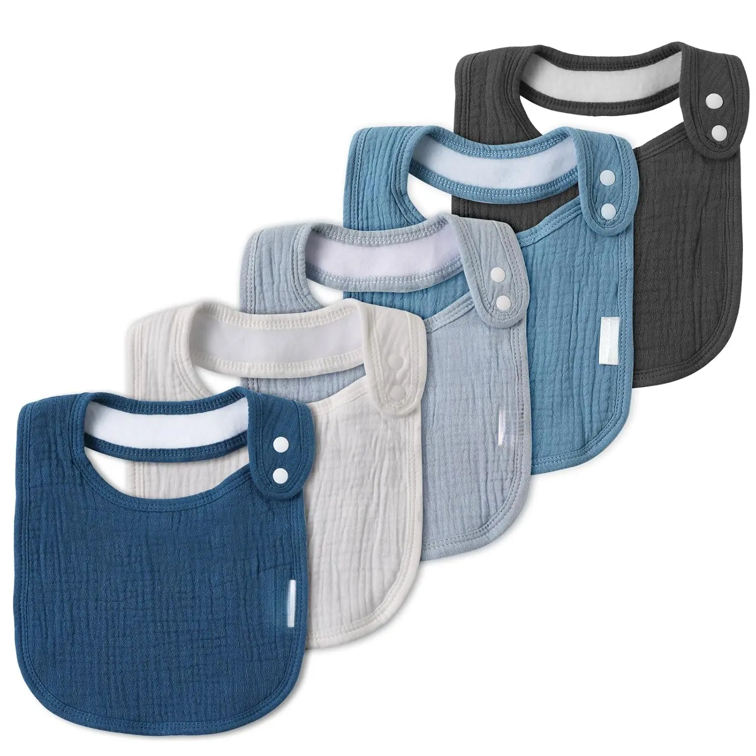 Organic Muslin Baby Bibs 5 Pack for Boys Girls Soft Bandana Drool Bibs for Drooling Teething Absorbent Breathable Unisex Baby Bibs