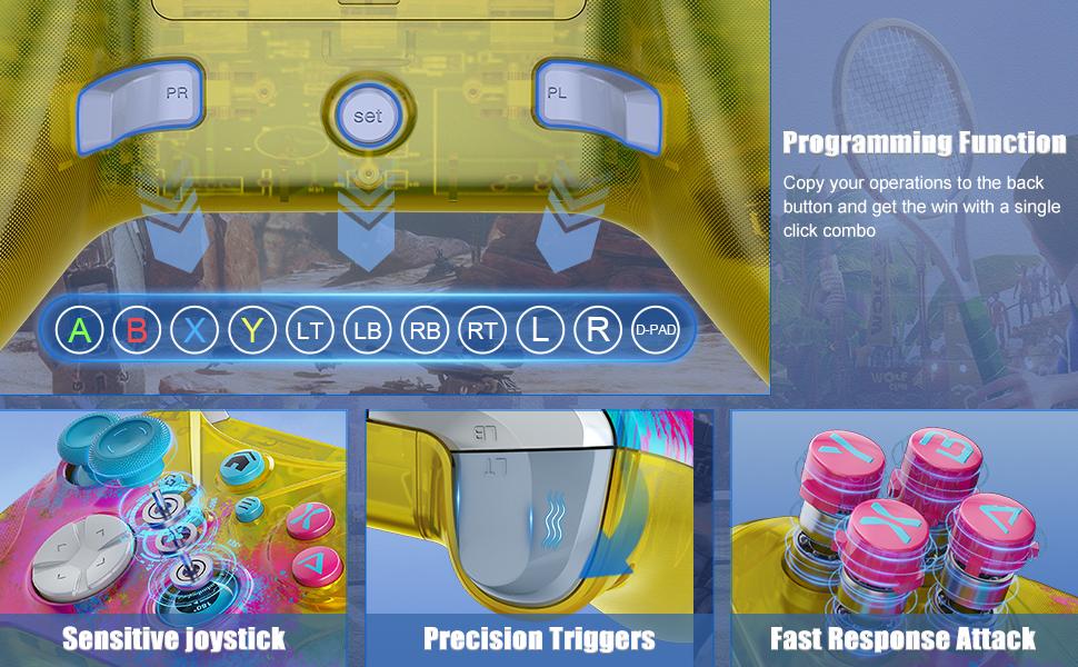 Coloured Glaze Xbox One S Wireless Controller Pro, Multi-Platform Gamepad for Xbox One/PC/Android/iOS with Turbo, Macro & Dual Vibration, Bluetooth/USB-C/WiFi Connectivity Coloured Glaze Xbox One S Wireless Controller Pro, Multi-Platform Gamepad for Xbox One/PC/Android/iOS with Turbo, Macro & Dual Vibration, Bluetooth/USB-C/WiFi Connectivity