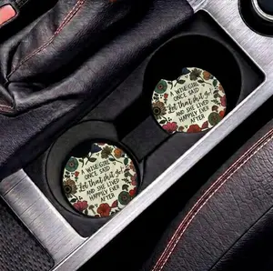 Funny Wise Girl Car Coaster Set, Floral Sarcastic Cup Holder Coasters, Ceramic Car Drink Coasters, Cute Gift for Women Driver