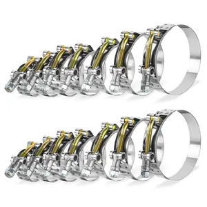 T-Bolt Hose Clamp Set, 14PCS Heavy Duty Stainless Steel Turbo Intake & Radiator Hose Clamps, 304 Steel Adjustable Clamps for Silicone Hoses, Fuel Lines, Intercooler, Automotive Plumbing (32-91mm, 1"-3")
