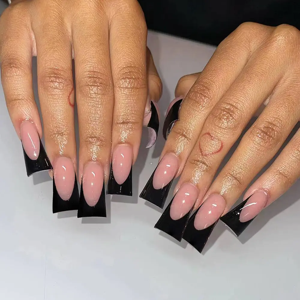 24pcs Duck Foot French Nail Art Set, Acrylic Press-On Nails Kit with Jelly Glue and File, Easy Wear for Parties and Daily Use, Fake Nails Kit