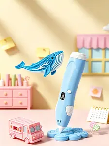 LCD Digital Display Rechargeable 3D Printing Pen | Low Temperature Safe No-Burn 3D Drawing Art Toy for Kids DIY Crafts & School Projects