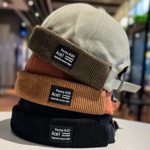 Corduroy brimless melon hat children's Korean Japanese outdoor  street hip-hop yuppie landlord hat new trendy brand retro hat for men