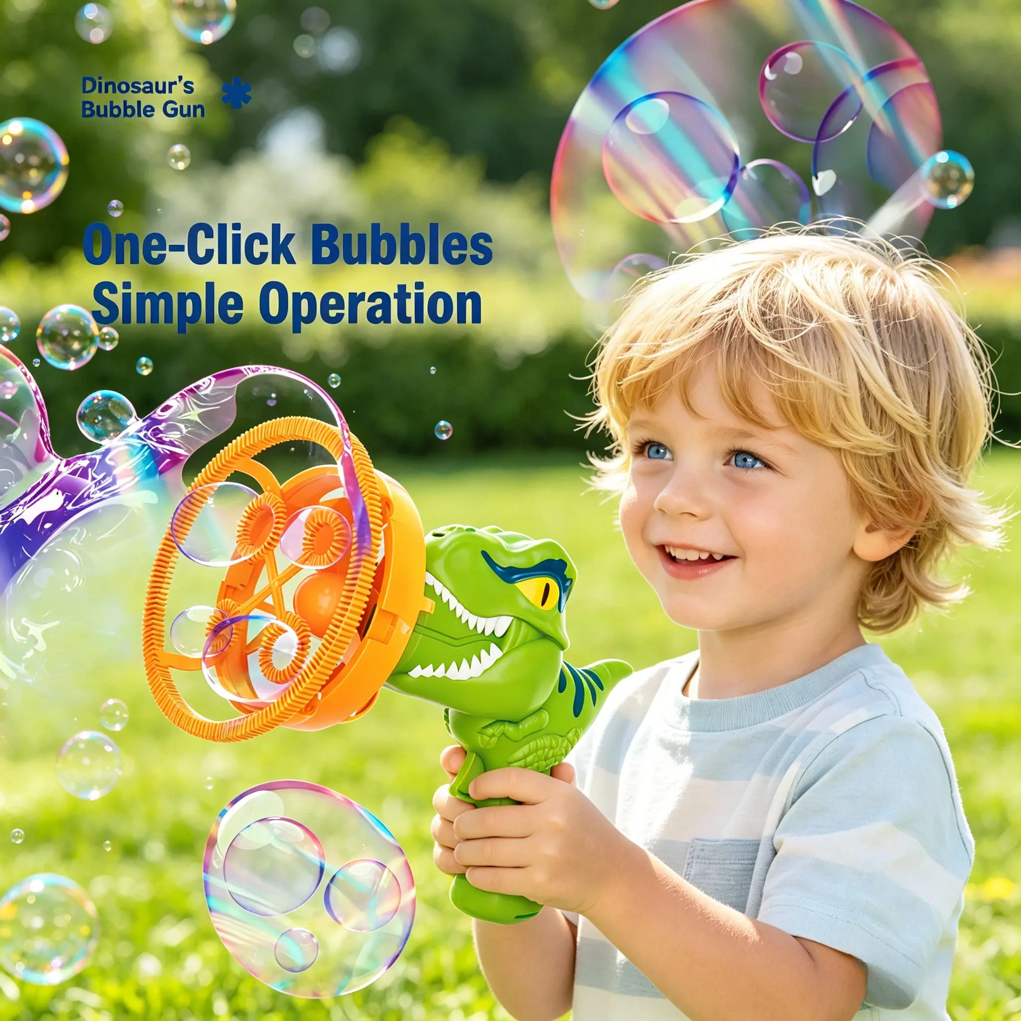 Handheld Dinosaur Bubble Machine Blower Toy with Solution Refill - 8year+ Kids' Indoor Bath & Outdoor Pool Toy, Party Birthday Gift for Boys Girls, Handheld Bubble Machine