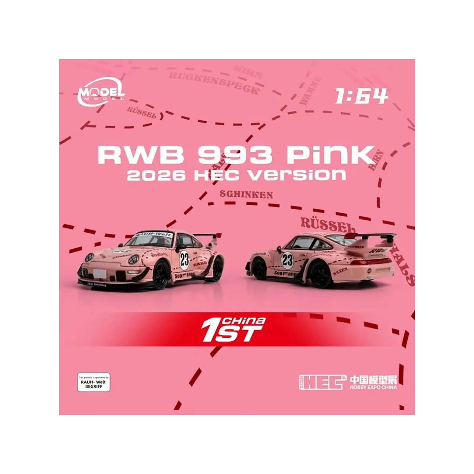 RWB 993 #23 Pink Version with Graphics "Hobby Expo China 2026 Event Edition" 1/64 Diecast Model Car by Model Model