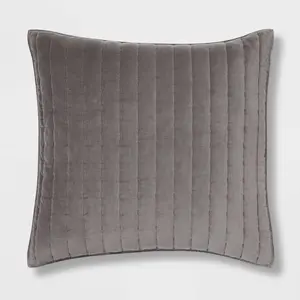 Euro Channel Stitch Velvet Sham Quilt Sham Charcoal - Threshold