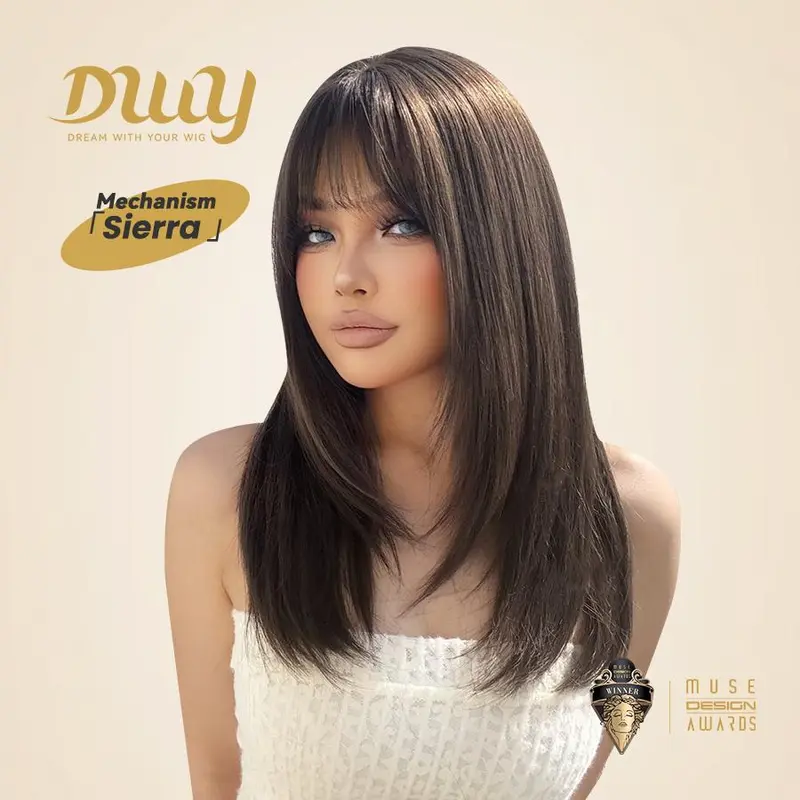 Sierra -DWY 【Gen 2 Large Realistic Scalp】Mid-Length Straight Long Brown Glueless Synthetic Wig for Women 20 Inches Snug Fit Wig