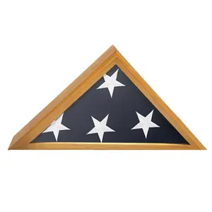 Hard Wood 5ft x 9.5ft Flag Display Case - Light Cherry Finish